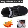imageEagsouni Mens Womens Snow Boots Warm Fur Lined Ankle Booties Hiking Trekking Trail Climbing Shoes Lace Up AntiSlip Waterproof Working Outdoor Backpacking BootsBlack