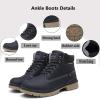 imageEagsouni Mens Womens Snow Boots Warm Fur Lined Ankle Booties Hiking Trekking Trail Climbing Shoes Lace Up AntiSlip Waterproof Working Outdoor Backpacking BootsDark Blue