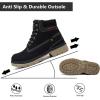 imageEagsouni Mens Womens Snow Boots Warm Fur Lined Ankle Booties Hiking Trekking Trail Climbing Shoes Lace Up AntiSlip Waterproof Working Outdoor Backpacking BootsBlack