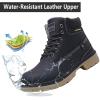 imageEagsouni Mens Womens Snow Boots Warm Fur Lined Ankle Booties Hiking Trekking Trail Climbing Shoes Lace Up AntiSlip Waterproof Working Outdoor Backpacking BootsDark Blue