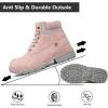 imageEagsouni Mens Womens Snow Boots Warm Fur Lined Ankle Booties Hiking Trekking Trail Climbing Shoes Lace Up AntiSlip Waterproof Working Outdoor Backpacking BootsPink