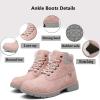 imageEagsouni Mens Womens Snow Boots Warm Fur Lined Ankle Booties Hiking Trekking Trail Climbing Shoes Lace Up AntiSlip Waterproof Working Outdoor Backpacking BootsPink