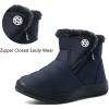 imageEagsouni Snow Boots Womens Winter Ankle Boots Ladies Warm Fur Lined Booties Thickening Shoes Zip Flat Sneakers Outdoor BootiesHigh Top  Blue