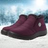 imageEagsouni Snow Boots Womens Winter Ankle Boots Ladies Warm Fur Lined Booties Thickening Shoes Zip Flat Sneakers Outdoor BootiesLow Top  Wine Red