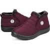 imageEagsouni Snow Boots Womens Winter Ankle Boots Ladies Warm Fur Lined Booties Thickening Shoes Zip Flat Sneakers Outdoor BootiesLow Top  Wine Red