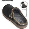 imageEagsouni Womens Mens Slippers Suede Fuzzy Slippers with Arch Support Orthotic Winter Warm Fur Lined Slip on House Shoes Indoor Outdoor for Plantar FasciitisBlack