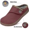 imageEagsouni Womens Mens Slippers Suede Fuzzy Slippers with Arch Support Orthotic Winter Warm Fur Lined Slip on House Shoes Indoor Outdoor for Plantar FasciitisWine Red