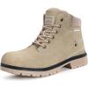 imageEagsouni Mens Womens Snow Boots Warm Fur Lined Ankle Booties Hiking Trekking Trail Climbing Shoes Lace Up AntiSlip Waterproof Working Outdoor Backpacking BootsKhaki
