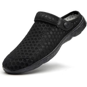 imageEagsouni Garden Clogs Garden Shoes for Men Women Summer Beach Slippers Lightweight Mesh Sandals Outdoor Walking Shoes E Black