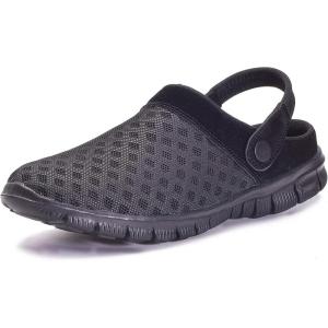imageEagsouni Mens Womens Garden Clogs Mesh Slippers Sandals Summer Beach Shoes Lightweight Outdoor Walking Slippers ABlack