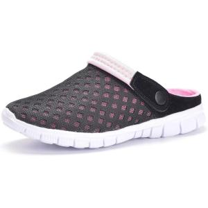 imageEagsouni Mens Womens Garden Clogs Mesh Slippers Sandals Summer Beach Shoes Lightweight Outdoor Walking Slippers APink
