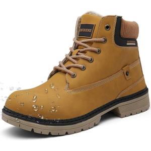 imageEagsouni Mens Womens Snow Boots Warm Fur Lined Ankle Booties Hiking Trekking Trail Climbing Shoes Lace Up AntiSlip Waterproof Working Outdoor Backpacking BootsBrown