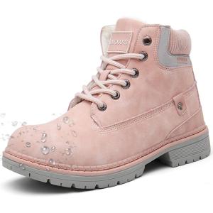 imageEagsouni Mens Womens Snow Boots Warm Fur Lined Ankle Booties Hiking Trekking Trail Climbing Shoes Lace Up AntiSlip Waterproof Working Outdoor Backpacking BootsPink