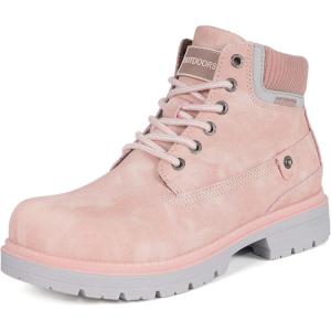 imageEagsouni Mens Womens Snow Boots Warm Fur Lined Ankle Booties Hiking Trekking Trail Climbing Shoes Lace Up AntiSlip Waterproof Working Outdoor Backpacking BootsPink Without Fur
