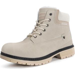 imageEagsouni Mens Womens Snow Boots Warm Fur Lined Ankle Booties Hiking Trekking Trail Climbing Shoes Lace Up AntiSlip Waterproof Working Outdoor Backpacking BootsBeige
