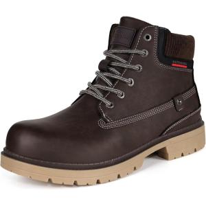 imageEagsouni Mens Womens Snow Boots Warm Fur Lined Ankle Booties Hiking Trekking Trail Climbing Shoes Lace Up AntiSlip Waterproof Working Outdoor Backpacking BootsDark Brown Without Fur