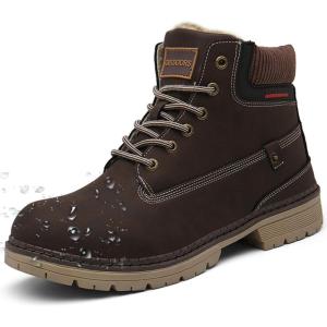 imageEagsouni Mens Womens Snow Boots Warm Fur Lined Ankle Booties Hiking Trekking Trail Climbing Shoes Lace Up AntiSlip Waterproof Working Outdoor Backpacking BootsDark Brown