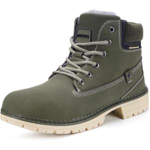 imageEagsouni Mens Womens Snow Boots Warm Fur Lined Ankle Booties Hiking Trekking Trail Climbing Shoes Lace Up AntiSlip Waterproof Working Outdoor Backpacking BootsArmy Green