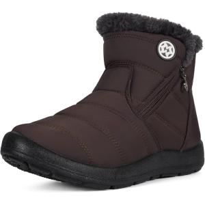 imageEagsouni Snow Boots Womens Winter Ankle Boots Ladies Warm Fur Lined Booties Thickening Shoes Zip Flat Sneakers Outdoor BootiesHigh Top  Coffee