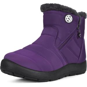 imageEagsouni Snow Boots Womens Winter Ankle Boots Ladies Warm Fur Lined Booties Thickening Shoes Zip Flat Sneakers Outdoor BootiesHigh Top  Purple