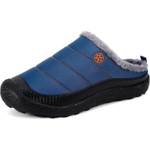 imageEagsouni Womens Mens House Slippers Slip on Snow Winter Warm Fully Fur Lined Slippers Indoor Outdoor ShoesBluea