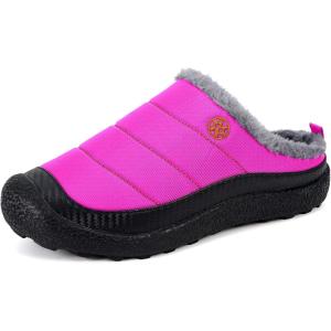 imageEagsouni Womens Mens House Slippers Slip on Snow Winter Warm Fully Fur Lined Slippers Indoor Outdoor ShoesPurplea