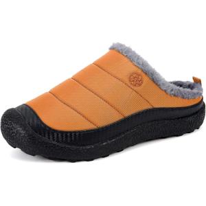 imageEagsouni Womens Mens House Slippers Slip on Snow Winter Warm Fully Fur Lined Slippers Indoor Outdoor ShoesYellowa