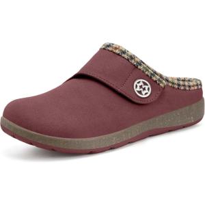 imageEagsouni Womens Mens Slippers Suede Fuzzy Slippers with Arch Support Orthotic Winter Warm Fur Lined Slip on House Shoes Indoor Outdoor for Plantar FasciitisWine Red