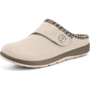 imageEagsouni Womens Mens Slippers Suede Fuzzy Slippers with Arch Support Orthotic Winter Warm Fur Lined Slip on House Shoes Indoor Outdoor for Plantar FasciitisBeige