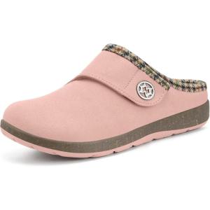 imageEagsouni Womens Mens Slippers Suede Fuzzy Slippers with Arch Support Orthotic Winter Warm Fur Lined Slip on House Shoes Indoor Outdoor for Plantar FasciitisPink