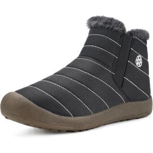 imageEagsouni Womens Mens Snow Boots Winter Shoes Slip On Ankle Booties AntiSlip Water Resistant Fully Fur Lined Outdoor SneakersBlackhigh Top