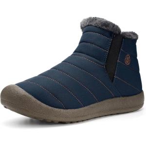 imageEagsouni Womens Mens Snow Boots Winter Shoes Slip On Ankle Booties AntiSlip Water Resistant Fully Fur Lined Outdoor SneakersBluehigh Top