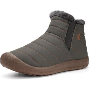 imageEagsouni Womens Mens Snow Boots Winter Shoes Slip On Ankle Booties AntiSlip Water Resistant Fully Fur Lined Outdoor SneakersDark Greyhigh Top