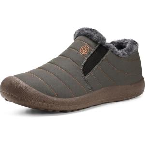 imageEagsouni Womens Mens Snow Boots Winter Shoes Slip On Ankle Booties AntiSlip Water Resistant Fully Fur Lined Outdoor SneakersDark Greylow Top