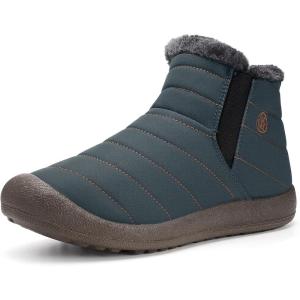 imageEagsouni Womens Mens Snow Boots Winter Shoes Slip On Ankle Booties AntiSlip Water Resistant Fully Fur Lined Outdoor SneakersGreyhigh Top