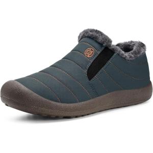 imageEagsouni Womens Mens Snow Boots Winter Shoes Slip On Ankle Booties AntiSlip Water Resistant Fully Fur Lined Outdoor SneakersGreylow Top