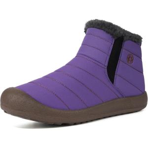 imageEagsouni Womens Mens Snow Boots Winter Shoes Slip On Ankle Booties AntiSlip Water Resistant Fully Fur Lined Outdoor SneakersPurplehigh Top