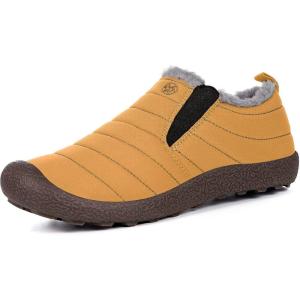 imageEagsouni Womens Mens Snow Boots Winter Shoes Slip On Ankle Booties AntiSlip Water Resistant Fully Fur Lined Outdoor SneakersYellowlow Top