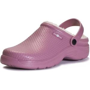 imageMens Womens Winter Lined Clogs Waterproof House Slippers Warm Fur Plush Garden Shoes Indoor Outdoor Mules Soft Purple