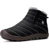 image:imageEagsouni Winter Snow Boots Women Men Ankle Boots Fur Lined Warm Slip On Outdoor Booties AntiSlip Comfortable Winter Shoes Sneakers Black 55 Women45 Men