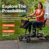 imageSuperHandy Passport Pro Mobility Scooter  Foldable Aluminum Frame 4 Wheels Includes 2 48V 2Ah LiIon Batteries ampamp Charger Supports up to 330 Lbs Patent Pending Dark Green ampamp Sand 330 Lbs