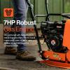 imageSuperHandy Plate Compactor with Water Tank  Enhanced for Dirt ampamp Asphalt 7HP 4Stroke Engine 5500VPM 4200lbs Impact 20x15 Inch Base