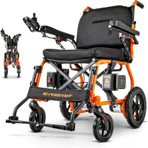 imageSuperHandy GoRide Electric Wheelchair  Lightweight 39lbs Foldable Dual Brushless Motors Zero Turn Electromagnetic Brake Portable Design for Enhanced Mobility 220Lbs Capacity330 Pound Capacity