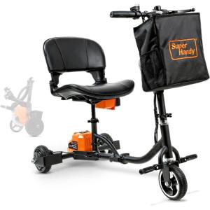 imageSuperHandy Passport Mobility Scooter for Adults Foldable 3 Wheel Airline Travel Friendly  13 Mile Range Includes 2 Removable 48V Lithiumion Batteries ampamp Charger 275 Lbs