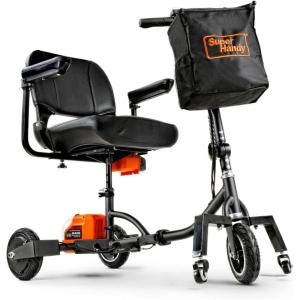 imageSuperHandy Passport Plus Mobility Scooter  Foldable 3 Wheel Aluminum Frame Airline Friendly 11 Mile Range 2 Removable 48V Lithium Batteries ampamp Charger Supports 330 Lbs