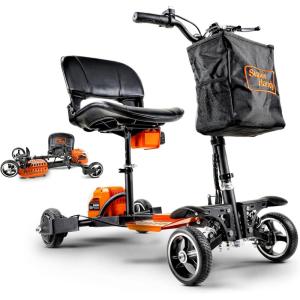 imageSuperHandy Passport Pro Mobility Scooter  Foldable Aluminum Frame 4 Wheels Includes 2 48V 2Ah LiIon Batteries ampamp Charger Supports up to 330 Lbs Patent Pending Orange ampamp Black 330 Lbs