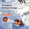 imageSuperHandy Electric Snow Thrower Adjustable Angle 17quot Clearing Width 57quot Intake Height 23 ft Throw Curved Serrated Blade 48V2Ah Battery Portable Wheels Easy Maneuver Safety Switches Comfort Handle