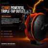 imageSuperHandy Extension Cord Reel Retractable 12AWG x 80 Foot 3C SJTOW Cable Triple Tap Connector Power Rating 125 Volt AC 15 Amp 1875 Watt Industrial Steel Single Arm