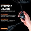 imageSuperHandy Extension Cord Reel Retractable 12AWG x 80 Foot 3C SJTOW Cable Triple Tap Connector Power Rating 125 Volt AC 15 Amp 1875 Watt Industrial Steel Single Arm