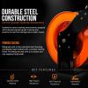 imageSuperHandy Extension Cord Reel Retractable 12AWG x 80 Foot 3C SJTOW Cable Triple Tap Connector Power Rating 125 Volt AC 15 Amp 1875 Watt Industrial Steel Single Arm